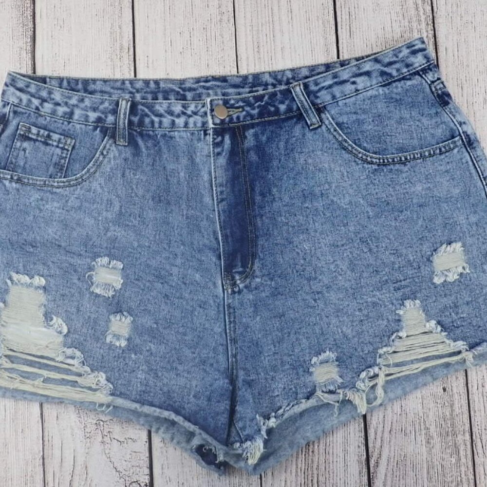 SHEIN Curve Women’s Jean Shorts Size 3XL Short Distressed High Rise Plus Size